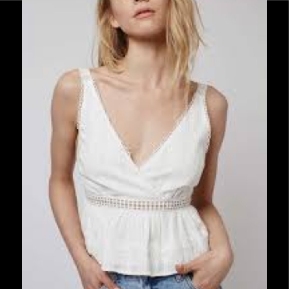 Topshop | Crochet Lace Plunge Sun Top peplum Boho